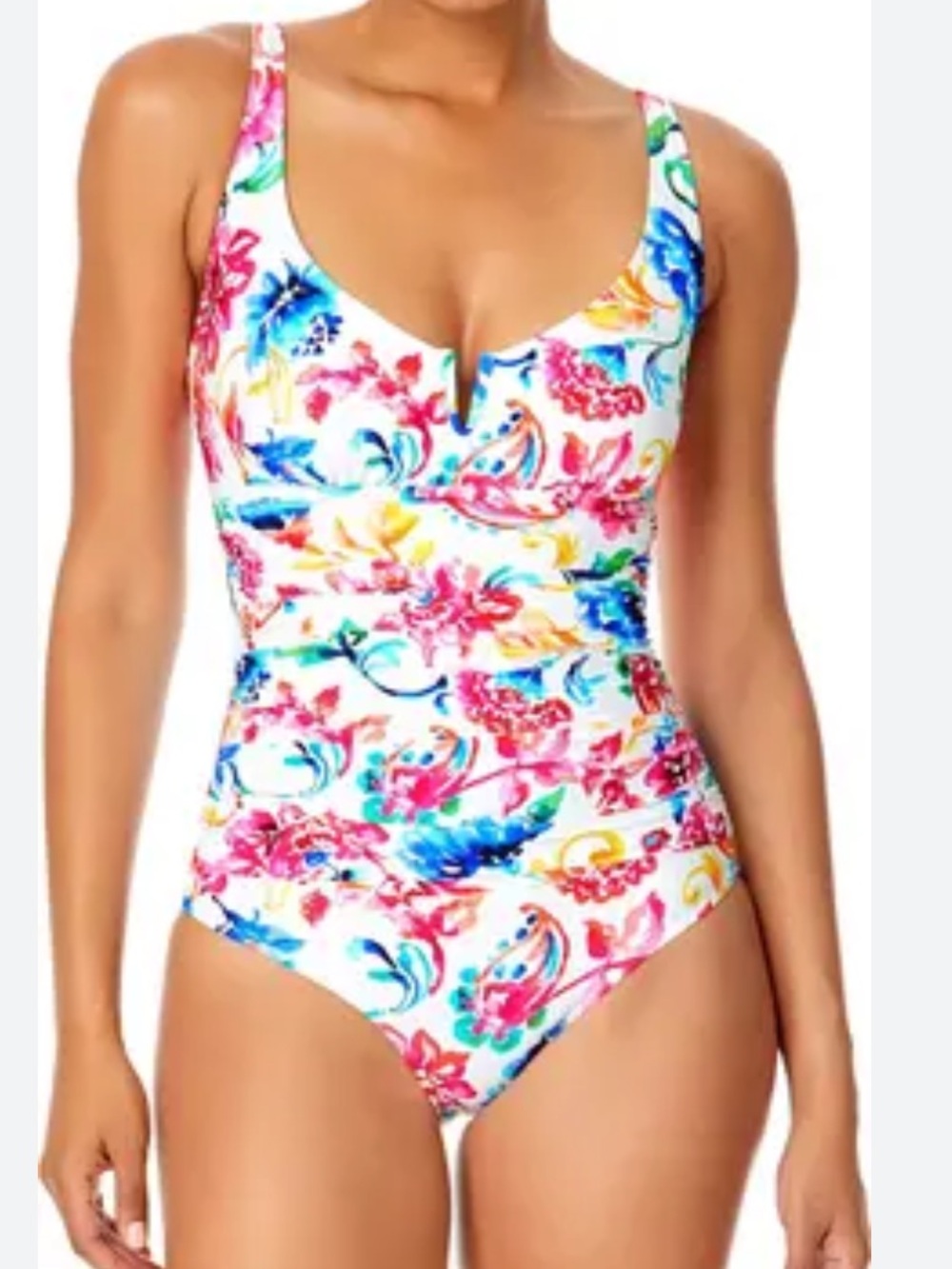 Anne Cole One-Piece Swimsuit with Bright watercolor Floral Print beach vacation